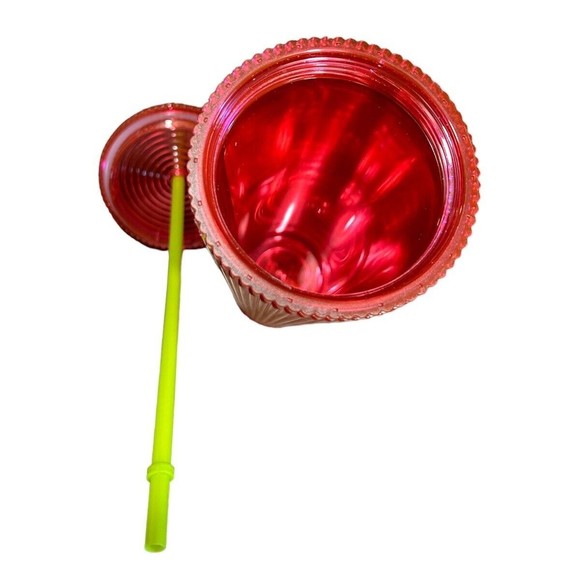 New Starbucks Tumbler Cup Pleated Magenta 24oz Summer Pink Iced Coffee - Picture 4 of 6